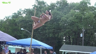 Native American Hunni Monroe performs a spiritual ritual before dancing on stage