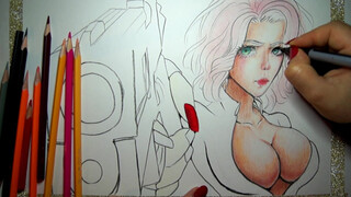 5. Scarlett Johansson (Black Widow) – Drawing Anime Style with pencil
