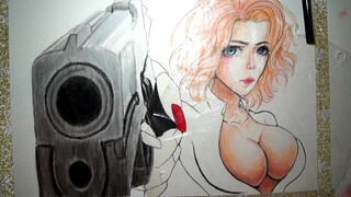 8. Scarlett Johansson (Black Widow) – Drawing Anime Style with pencil