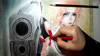 9. Scarlett Johansson (Black Widow) – Drawing Anime Style with pencil