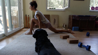 1. yoga for flexibility / splits / backbends / handstands with funny cat