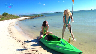 8. Sling Shot  Bikini Models Cherry B and Paisley Kayaking with Doggie  4k