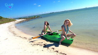 10. Sling Shot  Bikini Models Cherry B and Paisley Kayaking with Doggie  4k