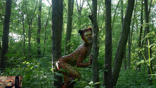 10. Nude Body Paint Art – Leopard Photo Shoot Backstage BodyArt